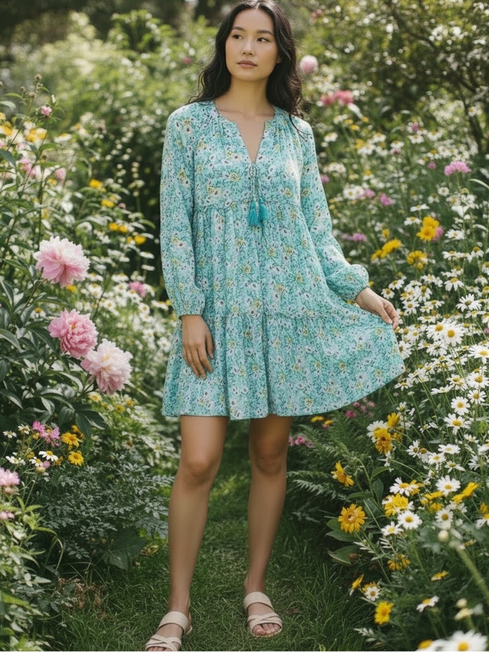 Yumi Kim “Getaway” Tiered Mini Dress in Bedford Park Blue NWT